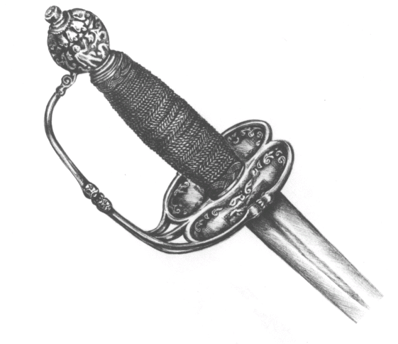 Sketch of Dr. Pierre Chastain's sword by Michael Jones